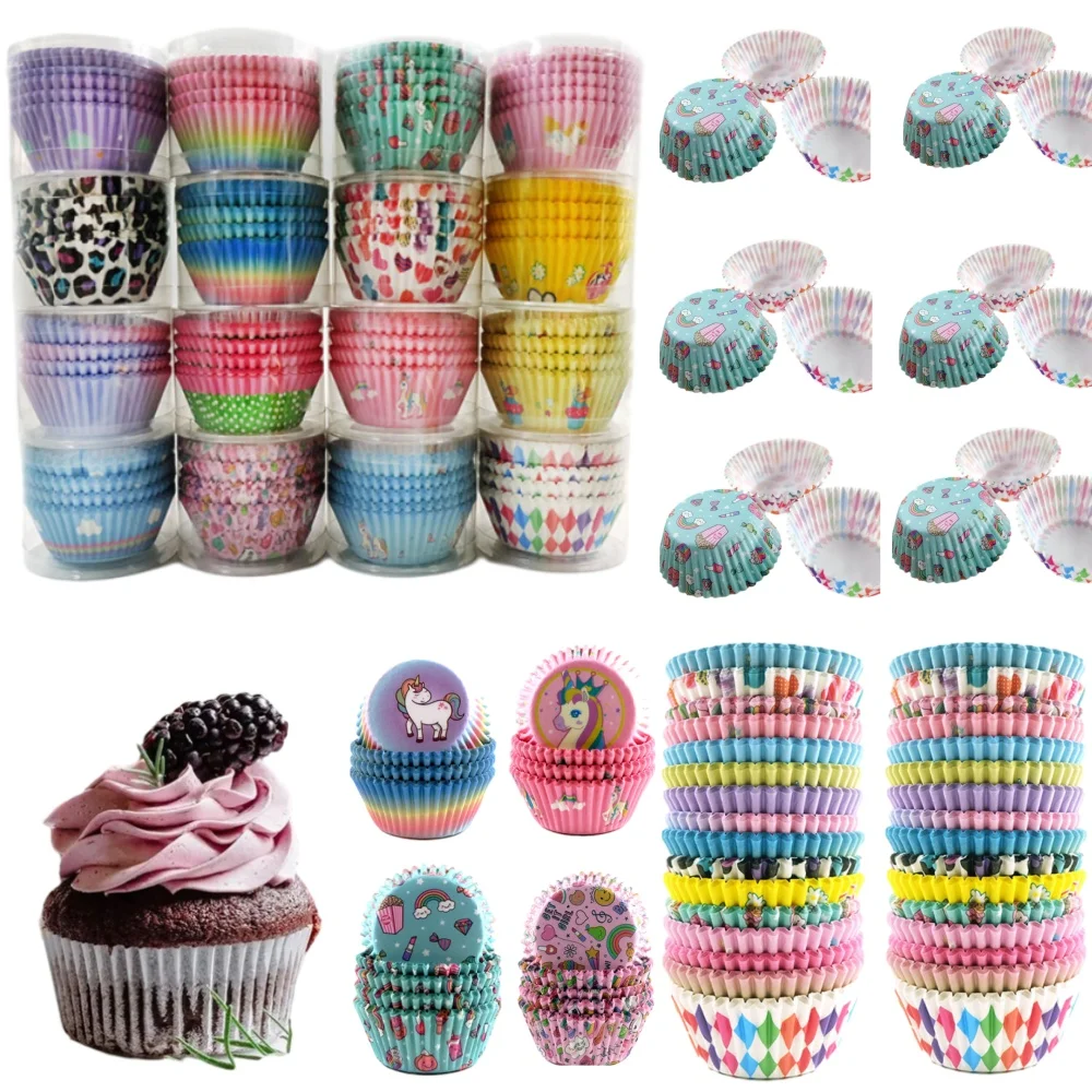 100pcs Cupcake Liners Paper Meiniang Paper Oil-Proof Baking Cup Meiniang Liners Paper Tools Muffin Box Case Party Cake Decor