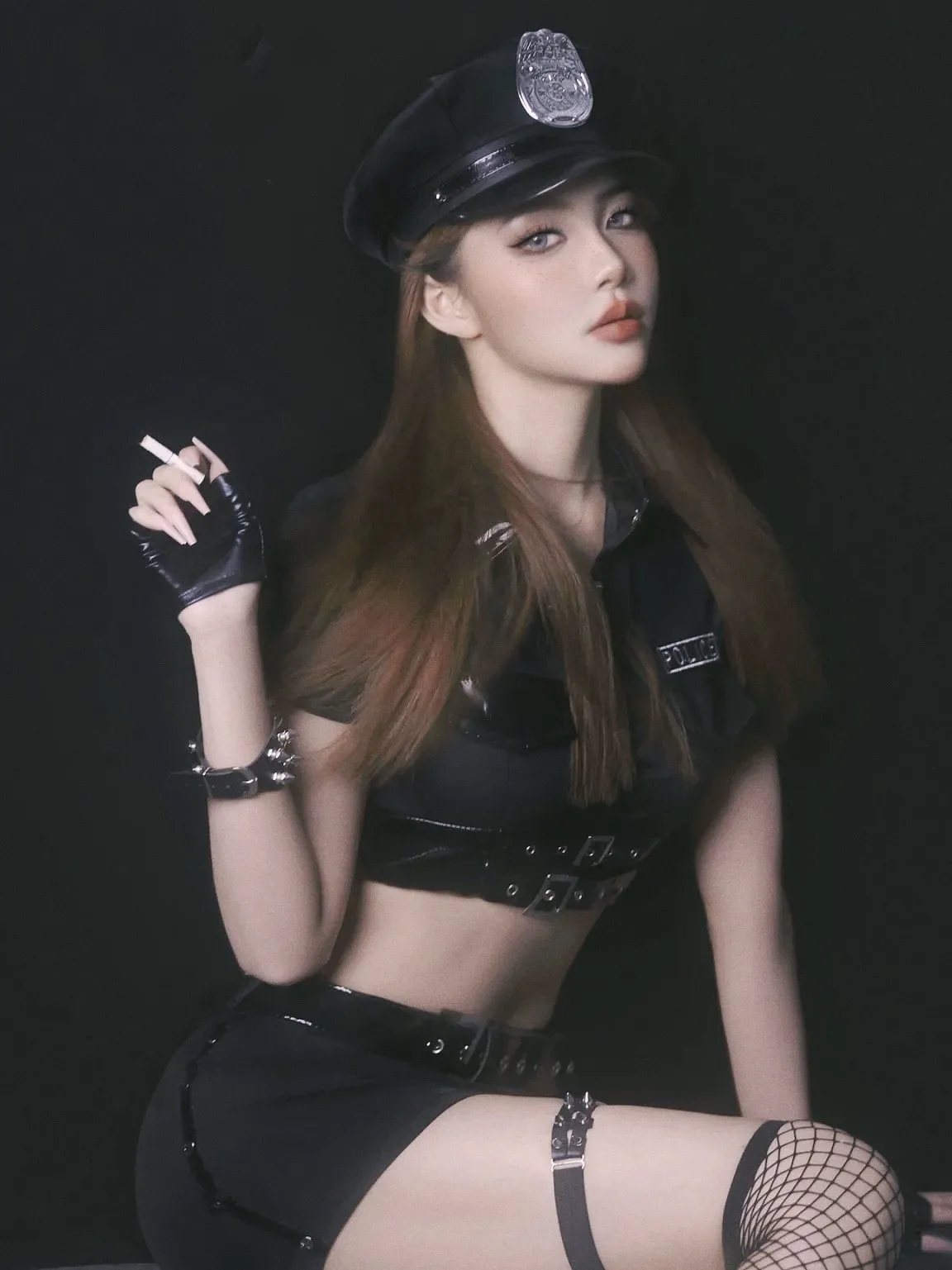 

Sexy Police Women loween Performance Costume ort Skirt with Hat Bar Gogo Bla Performance Suit Cotton Traditional Ethni...