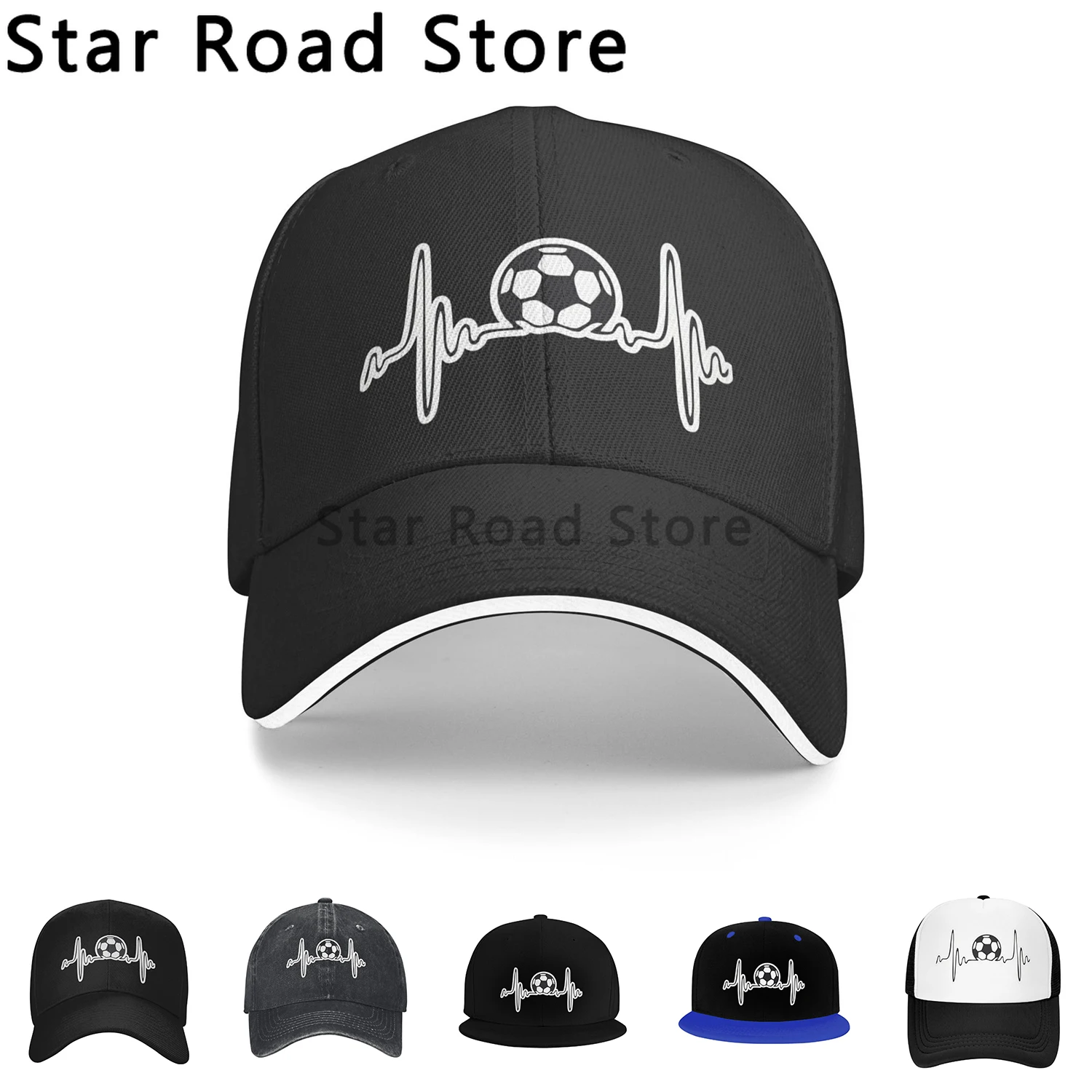 

Fashion Soccer Ball Heartbeat Baseball Cap Men Soccer Sports Hip Hop Cap Summer Adjustable Football Lovers Hat Snapback Gorra