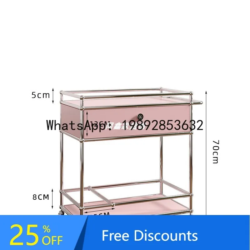 

XL Movable Dining Cart Vintage Small Cart Storage Rack Light Luxury Modern Style Simple Sofa Side Table