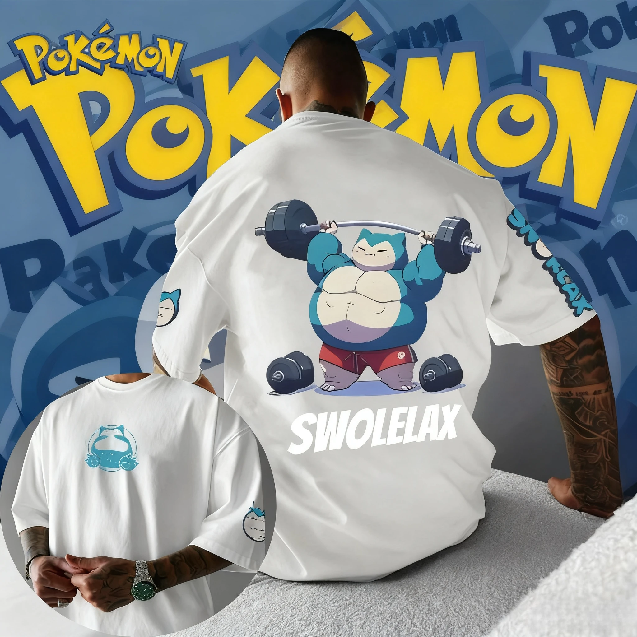 2025-verao-pokemon-anime-snorlax-marca-100-algodao-puro-impresso-camiseta-masculina-harajuku-solto-casual-versatil-de-manga-curta-y2k