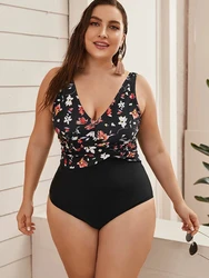 2024 New Sexy Floral Print Plus Size Swimwear Women One Piece Swimsuit Female Bathing Suit Beachwear Large Size Bathing Suit 4XL