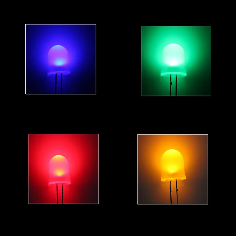 10PCS F8 DIFFUSED ROUND HEAD LED 8MM RED YELLOW BLUE GREEN