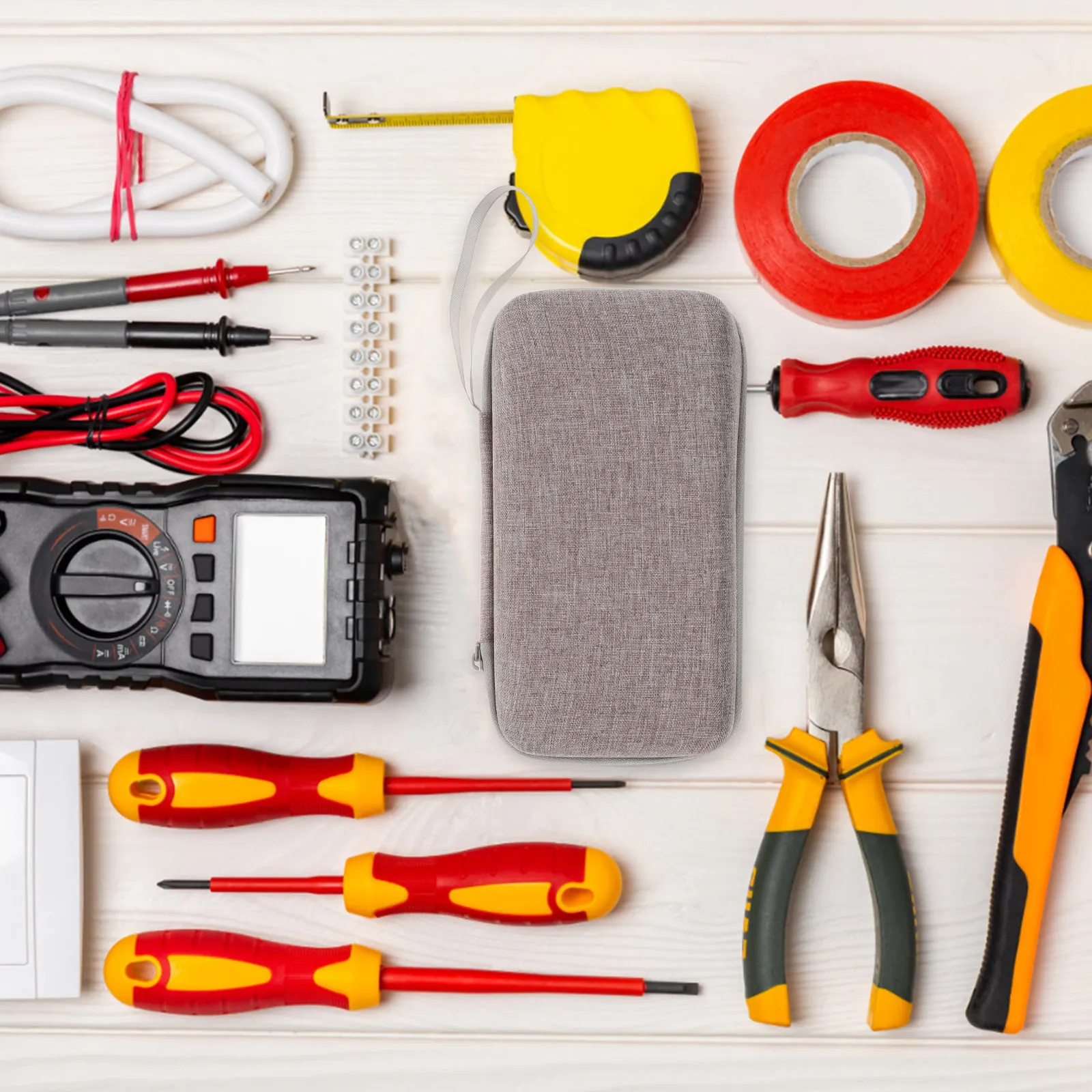 ポータブル防水ハードシェル電気技師ツールバッグ、電気工具用大型収納オーガナイザー（ヘビーデューティー）