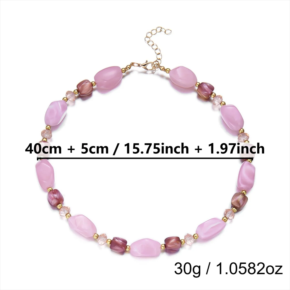 Französische Retro-Halskette mit sanften, farbenfrohen Kristallharzperlen für Damen und Herren, Hippie-Stil, unregelmäßige Perlen, Choker, Reiseschmuck – Detail 39