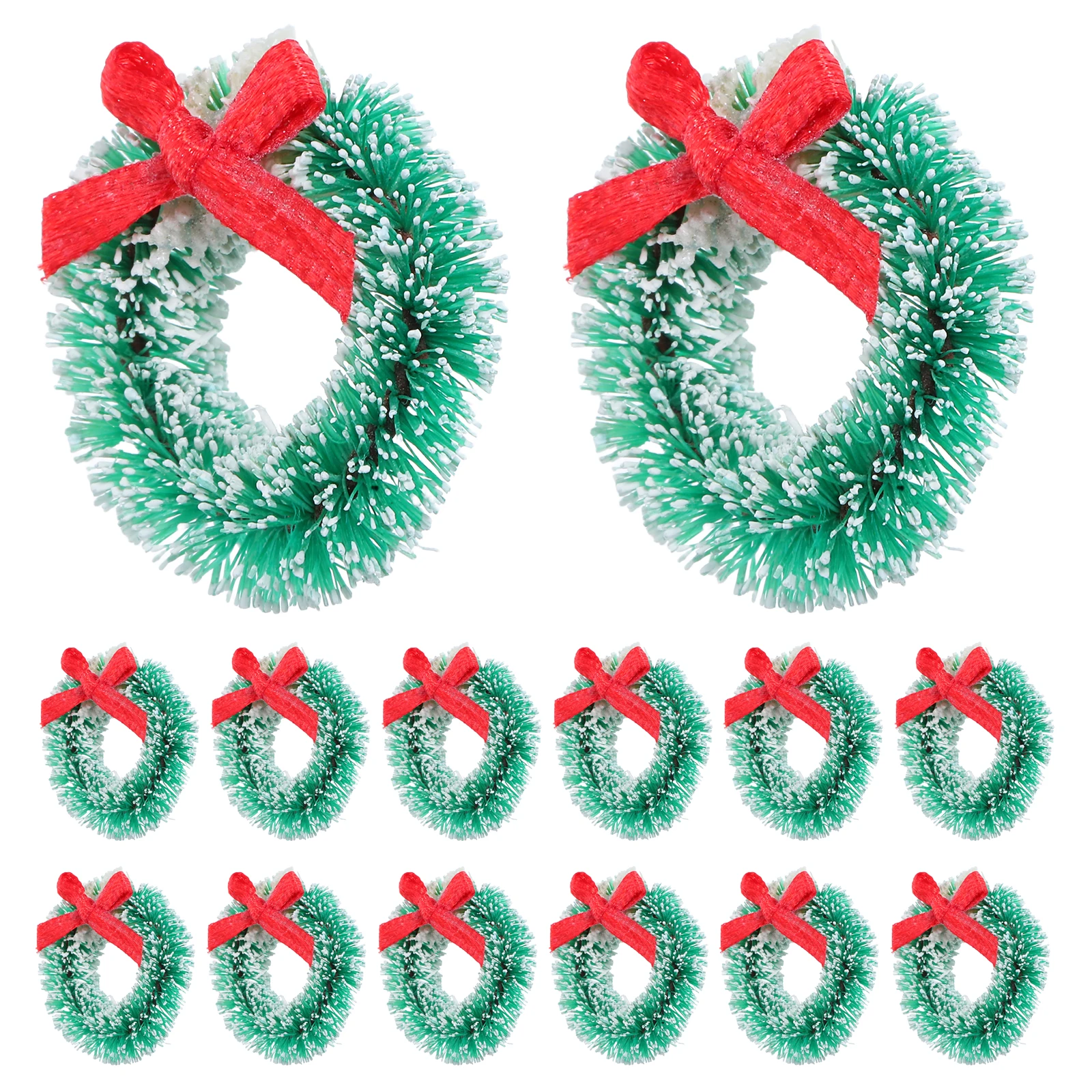 

24Pcs Mini Christmas Garland Bowknot Artificial Sisal Vibrant Color Decorations for Table Door Small Spaces Holiday Party