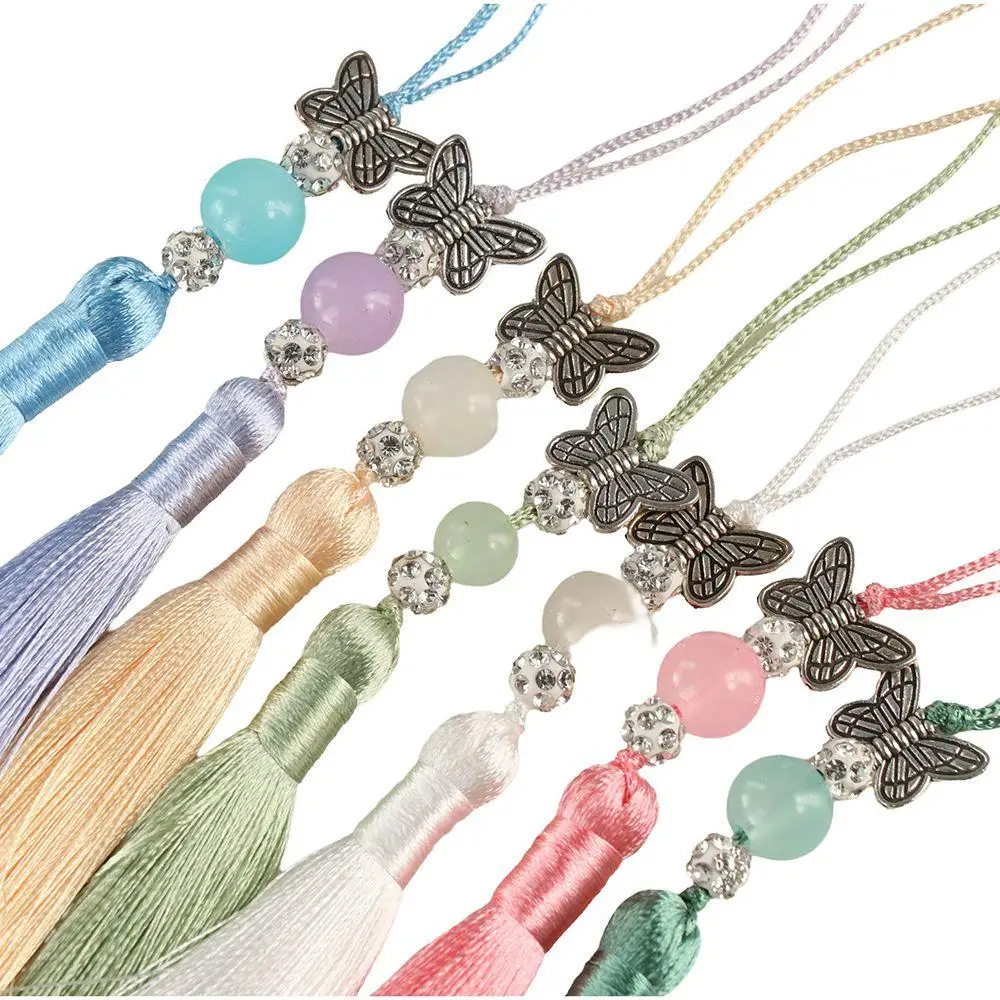 Butterfly Tassel Mobile Phone Lanyard Bag Pendant DIY Crafts Cell Phone Hang Rope Phone Charm Fan Decor