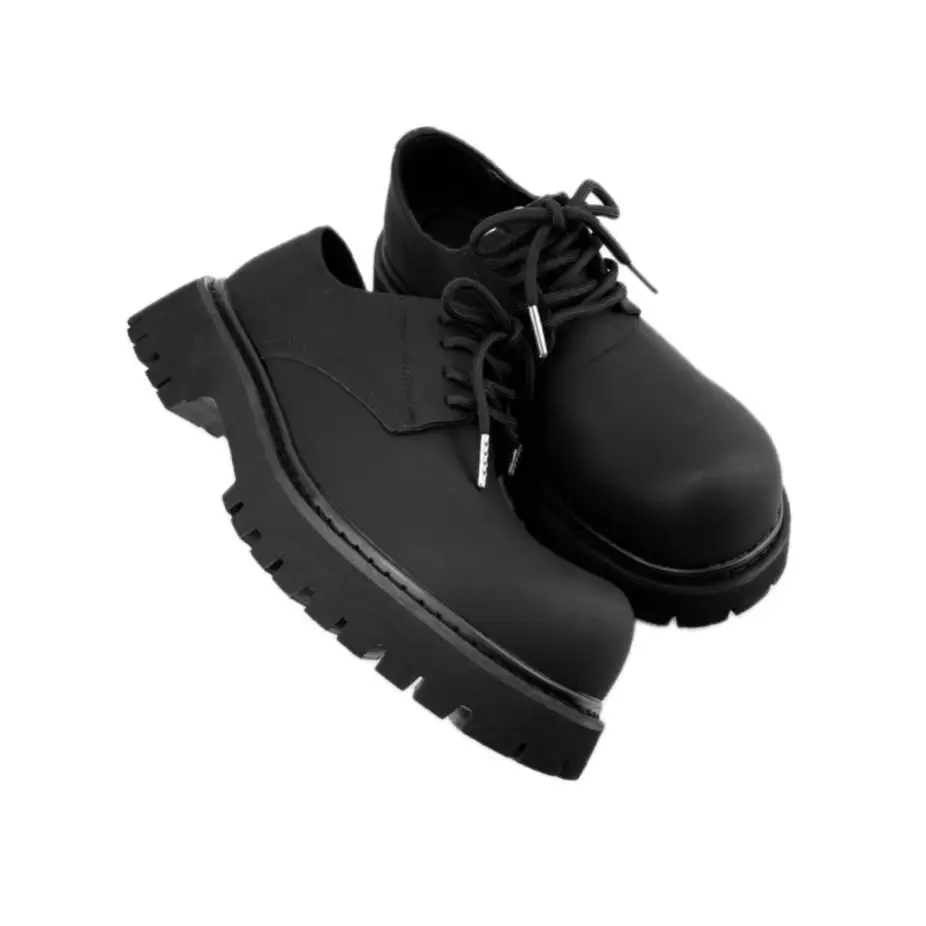 Chaussures à plateforme en cuir noir carbone Big Head ChimHommes et femmes, chaussures décontractées Couple Derby CommPiedmont, 2024