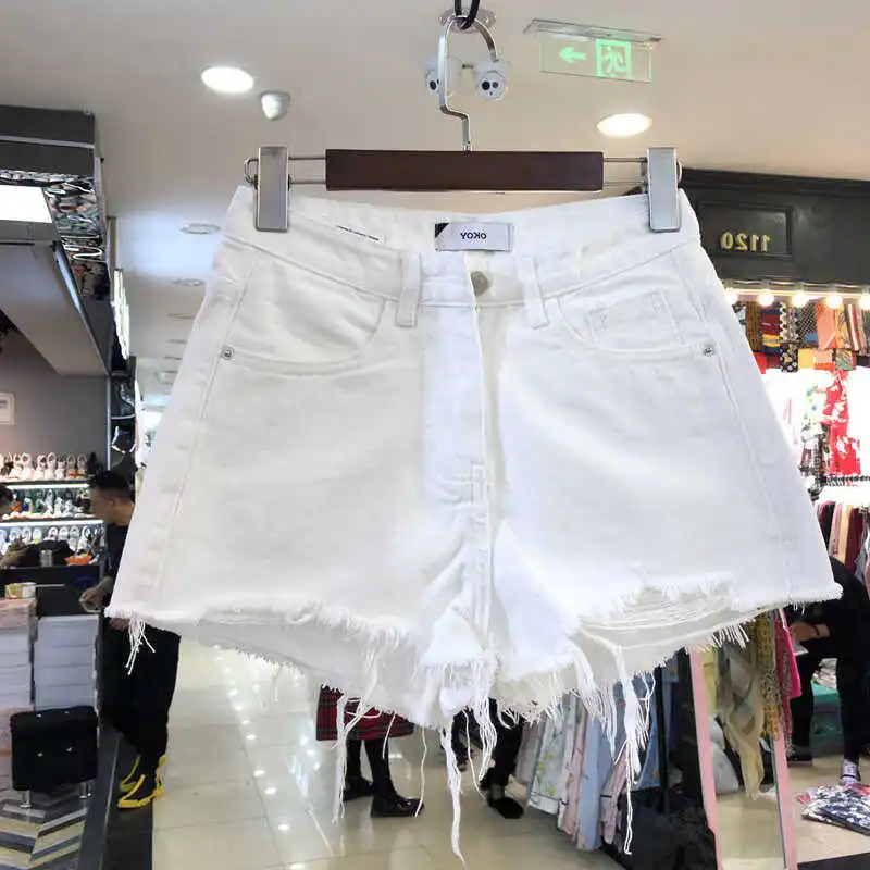 White High Waist Wide Leg Short Jeans Women's Summer Thin New Loose plus Size Small Figure Hot Pants Zipper Closure Denim Shorts