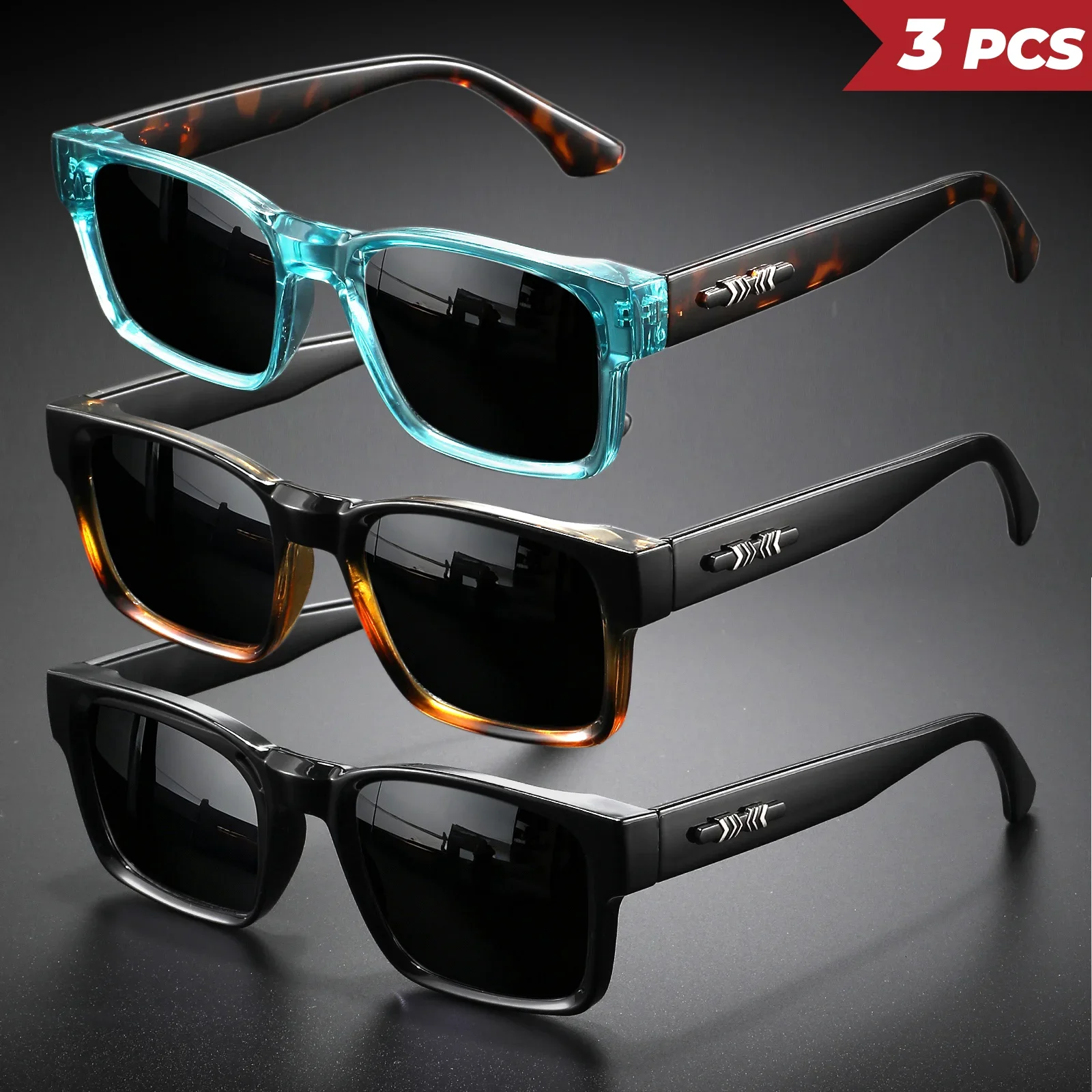 1/3 pares de gafas de sol retro punk de moda - Montura cuadrada protectora, UV400 unisex para aventuras al aire libre y estilo casual