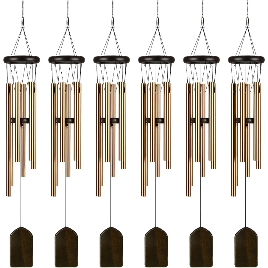 

6 Pieces Rustic Wind Chimes 28 Inch Deep Tone Wind Chimes with 6 Aluminum Tubes Memorial Outdoors Soothing Melody for Farmhouse