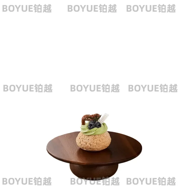 Retro Acacia Wood Cake Stand Tall Dessert Display Tray for Living Room Fruit Plate Home Decor Serving Platter Tiered Holder