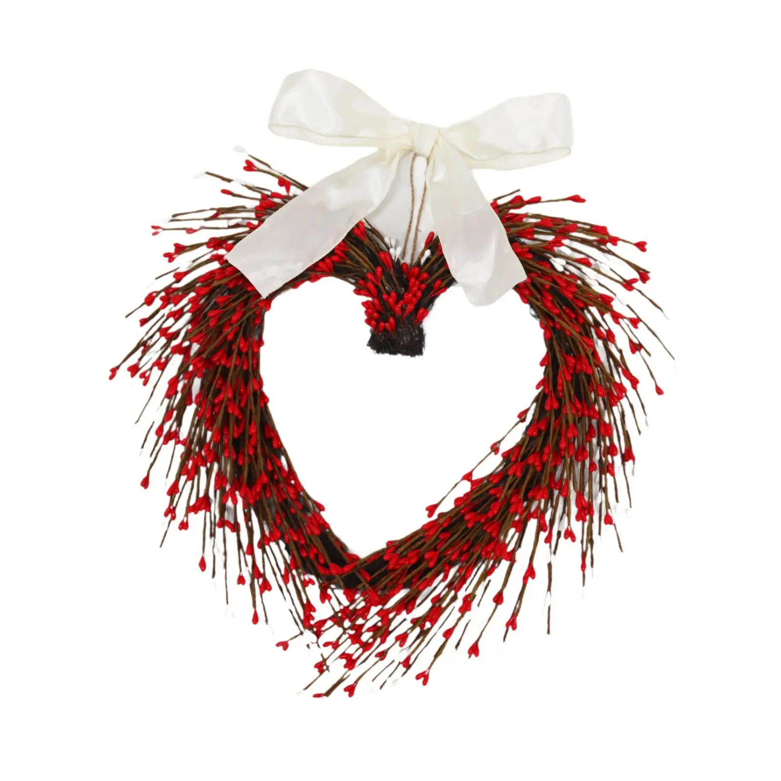 

Door Wreath Artificial Heart Valentine Ornaments Berry Garland Decoration Romantic Home Decor for Front Door Wedding Party