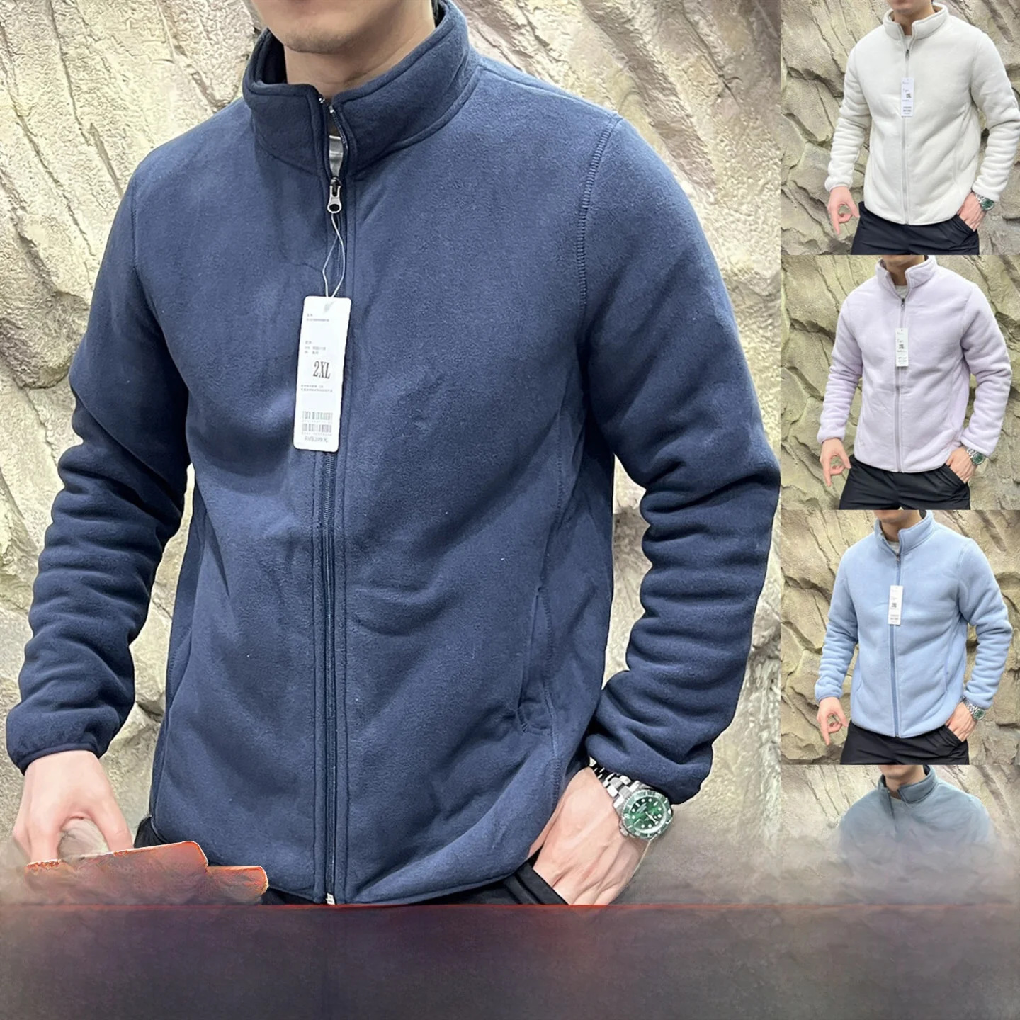 

Теплая куртка из меха ягненка для пар, осень-зима, мужская и женская куртка-стойка, двухслойная, из полиэстера, повседневная, на молнии...