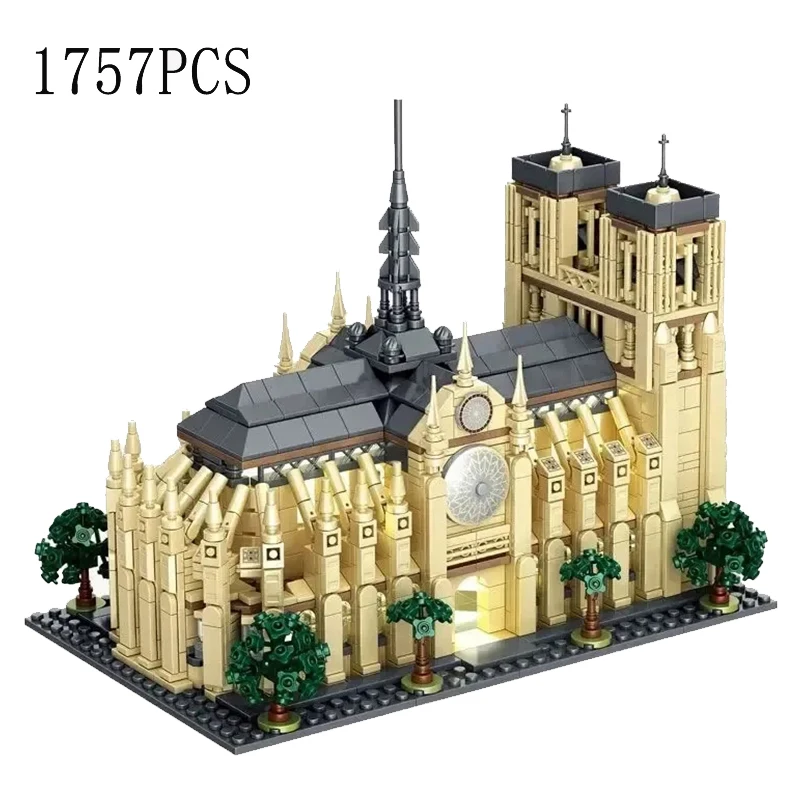 

1757 шт. Notre Dame De Paris модульные строительные блоки, модель с подсветкой, MOC, сборка, архитектура, строительные наборы, игрушки, подарки для детей