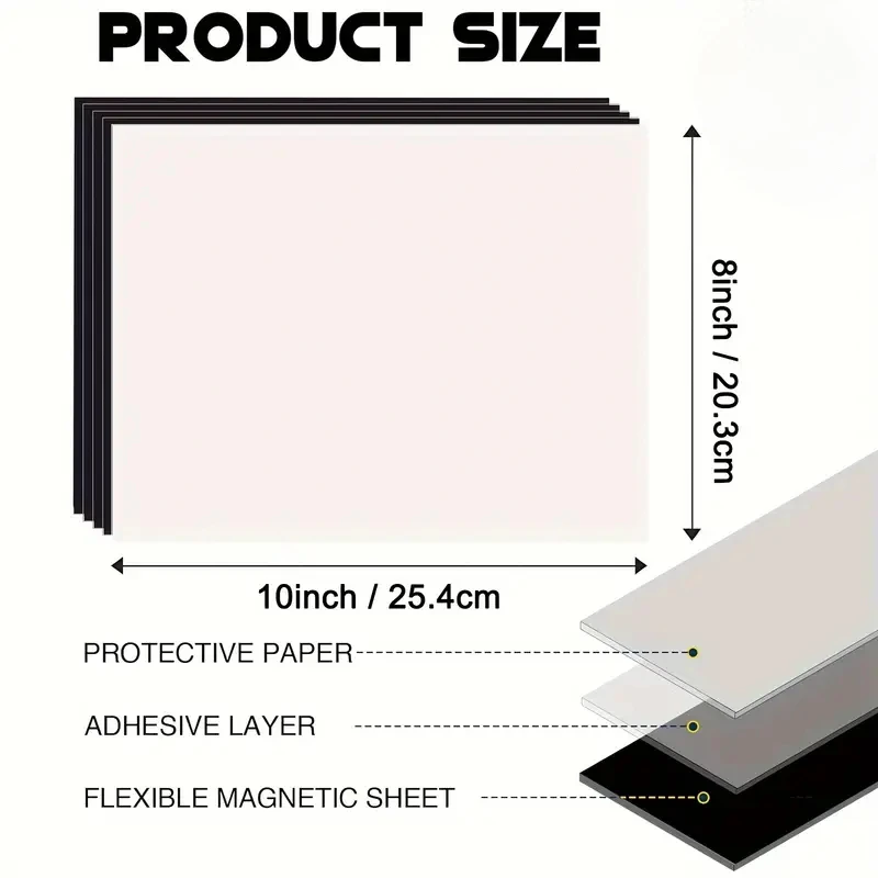 Flexible Magnetic Sheets, 19Mil Thick, 8x10 Inches, Strong Hold Craft Magnets for DIY, Scrapbooking, Office (Easy Cut & Shape)