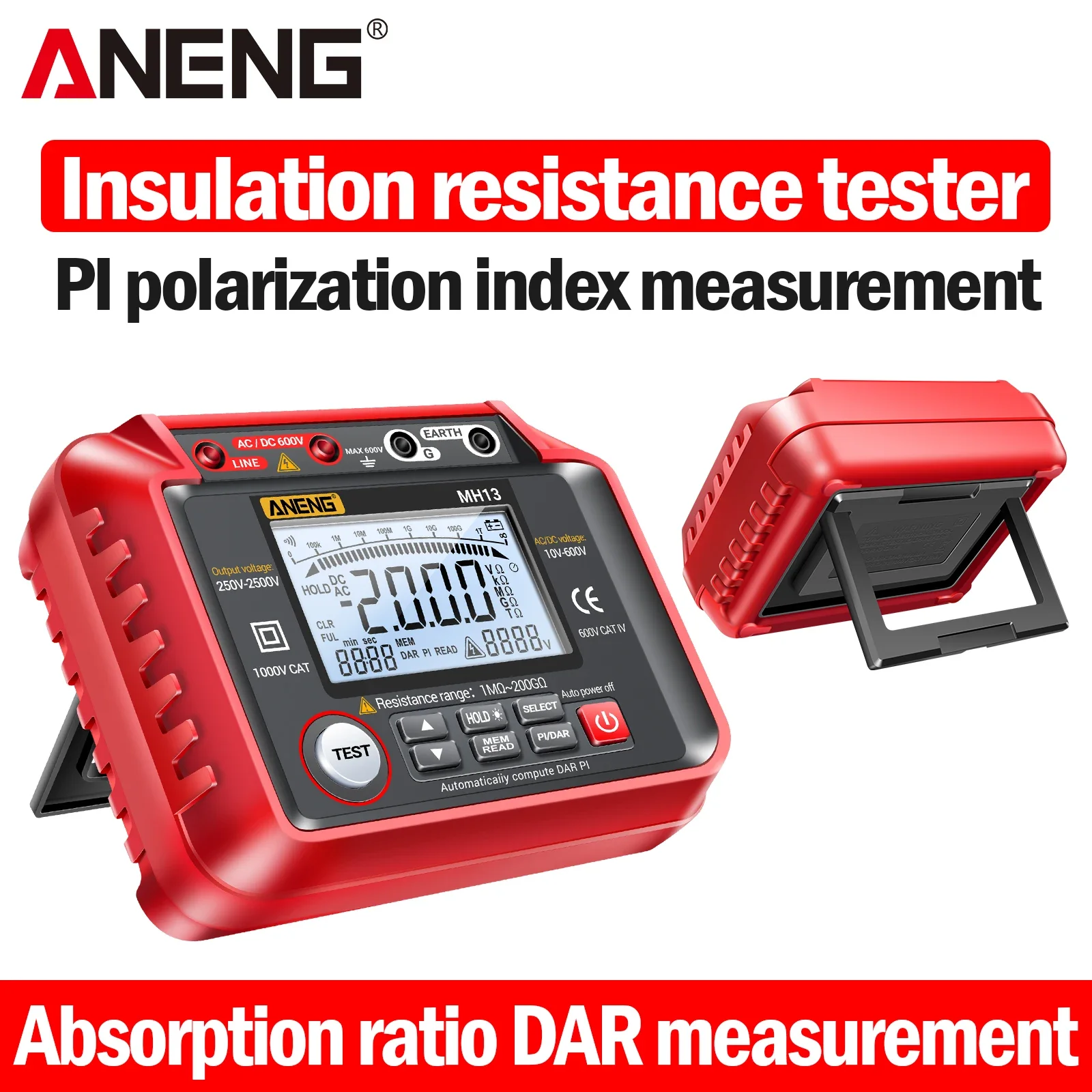 ANENG MH13 multimetr cyfrowy wysokiego napięcia Megometro izolacja mierniki rezystancji uziemienia Tester megaommetry miernik narzędzia testowe