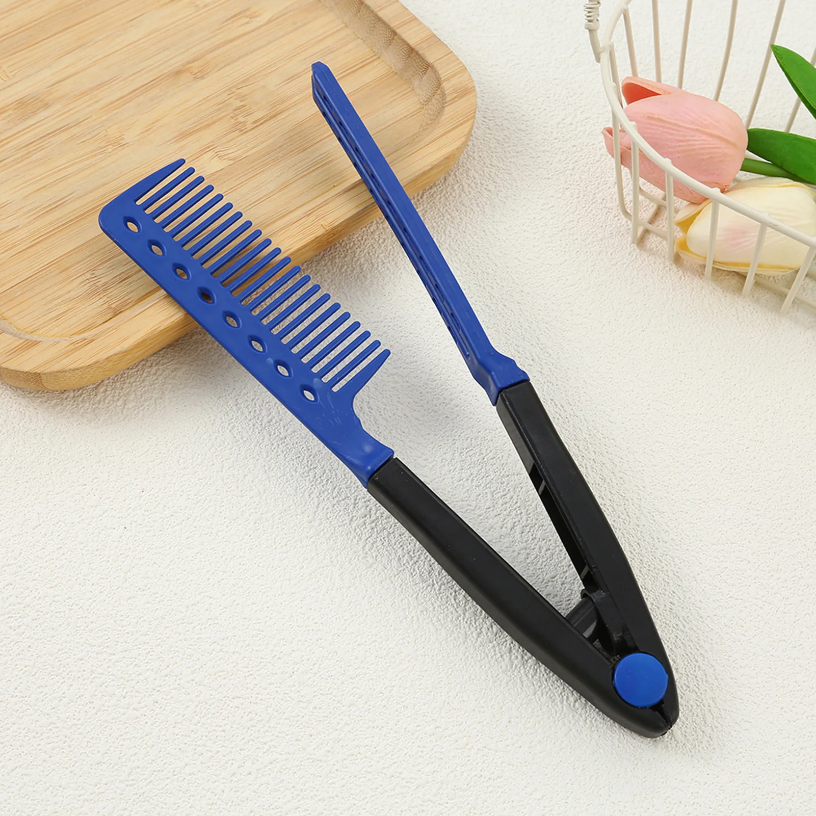 V Type Hair Straightener Brush DIY Hairdress Tool Hairdressing Combs Natural Hair Styling Curling Comb Hair For Male And Female - view 2