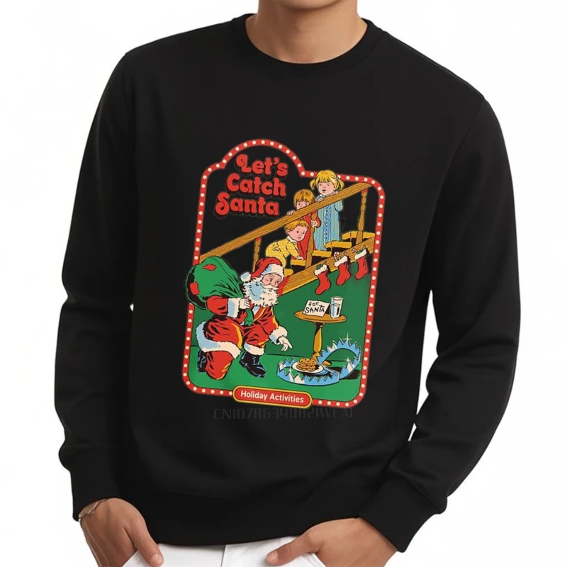 Casual primavera para homens moletom com capuz vamos pegar atividades de férias de papai noel adulto viagem treino tripulação pescoço pulôver retro mo