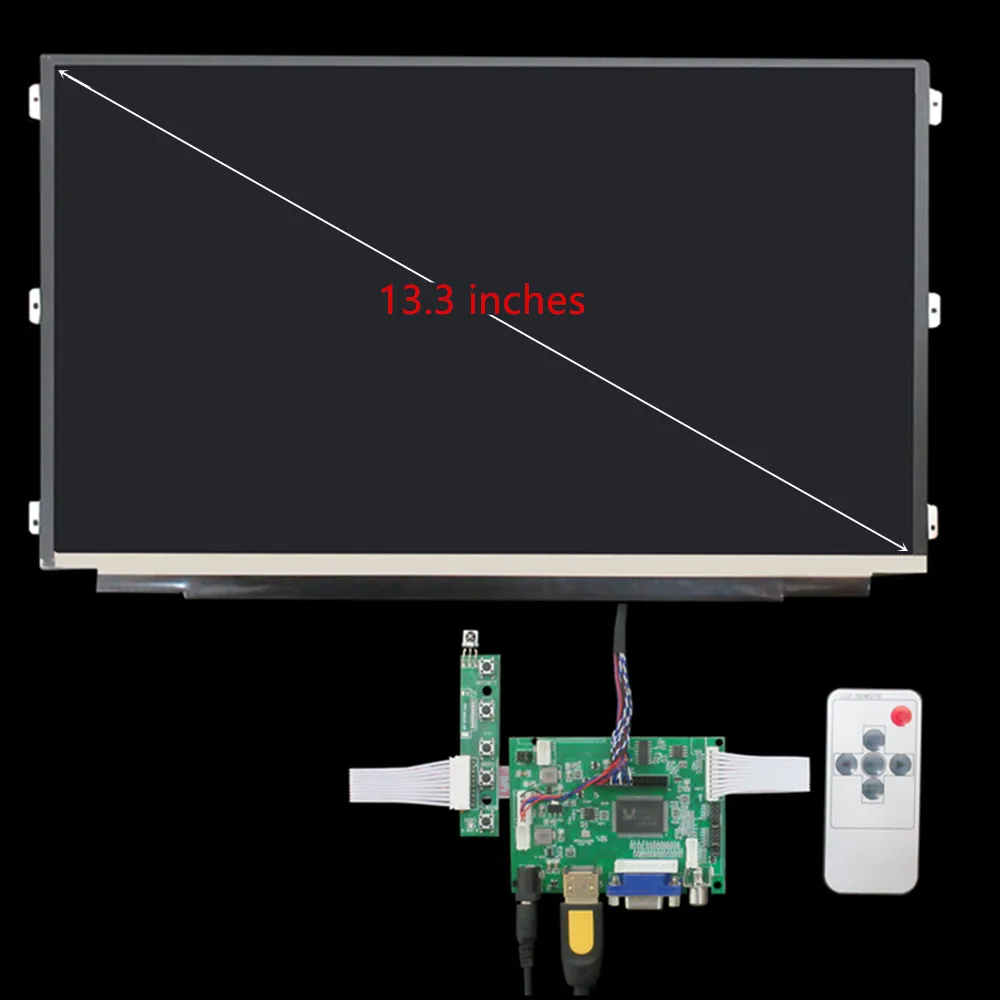 13.3 Inch LCD Screen Display Monitor Driver Control Board 2AV HDMI-Compatible VGA For Raspberry Pi Banana/Orange Pi Computer