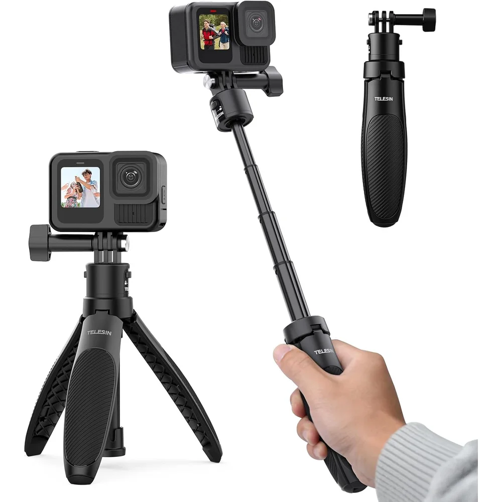 

TELESIN Mini Quick Release Selfie Stick Tripod 15-40cm Portable Adjustable Length for GoPro Insta360 DJI Osmo Action Camera