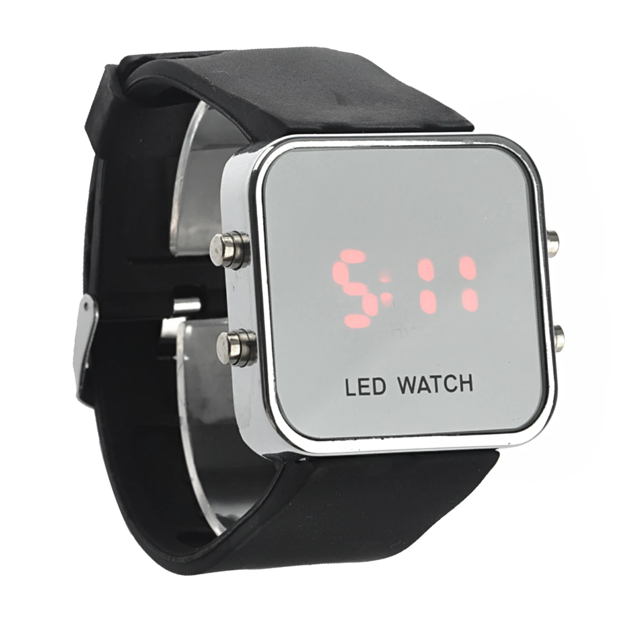 

LED mirror watch Mirror LED watch Red LED digital watch Unisex LED watch Silicone band LED watch