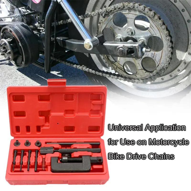 13PCS Motorcycle Bike Chain Repair Tool Kit Chain Breaker Splitter Link Riveter Universal Riveting Tools For Drive Cam Chain