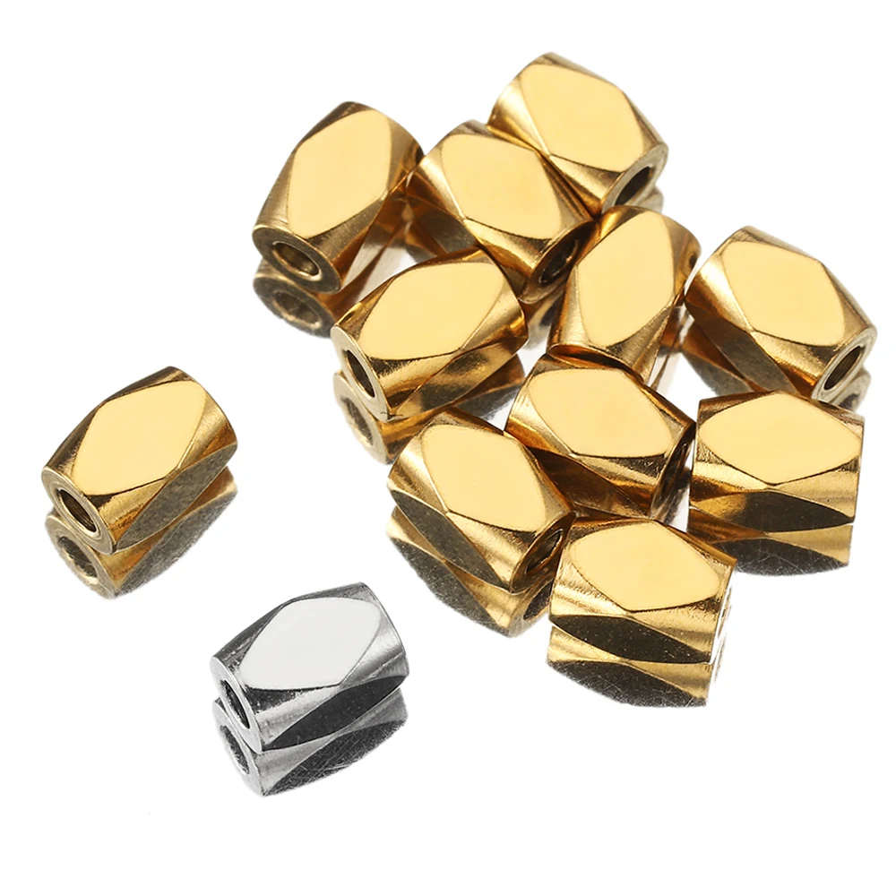 30pcs Stainless Steel Gold Color Spacer Beads Faceted Spacer Beads Charms Pendants for Bracelet Necklace Jewelry Making DIY