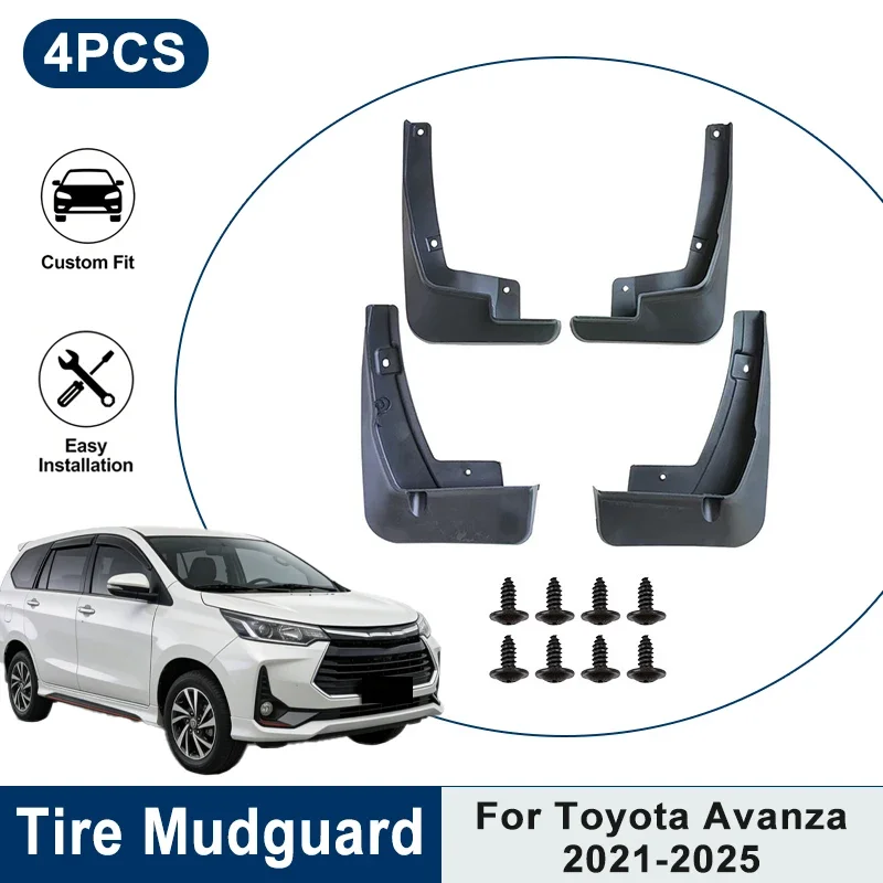 

4PCS Front Rear Car Mud Flaps For Toyota Avanza 2021-2025 Anti-Mud Splash Waterproof Fender Guard Auto Replacement Parts
