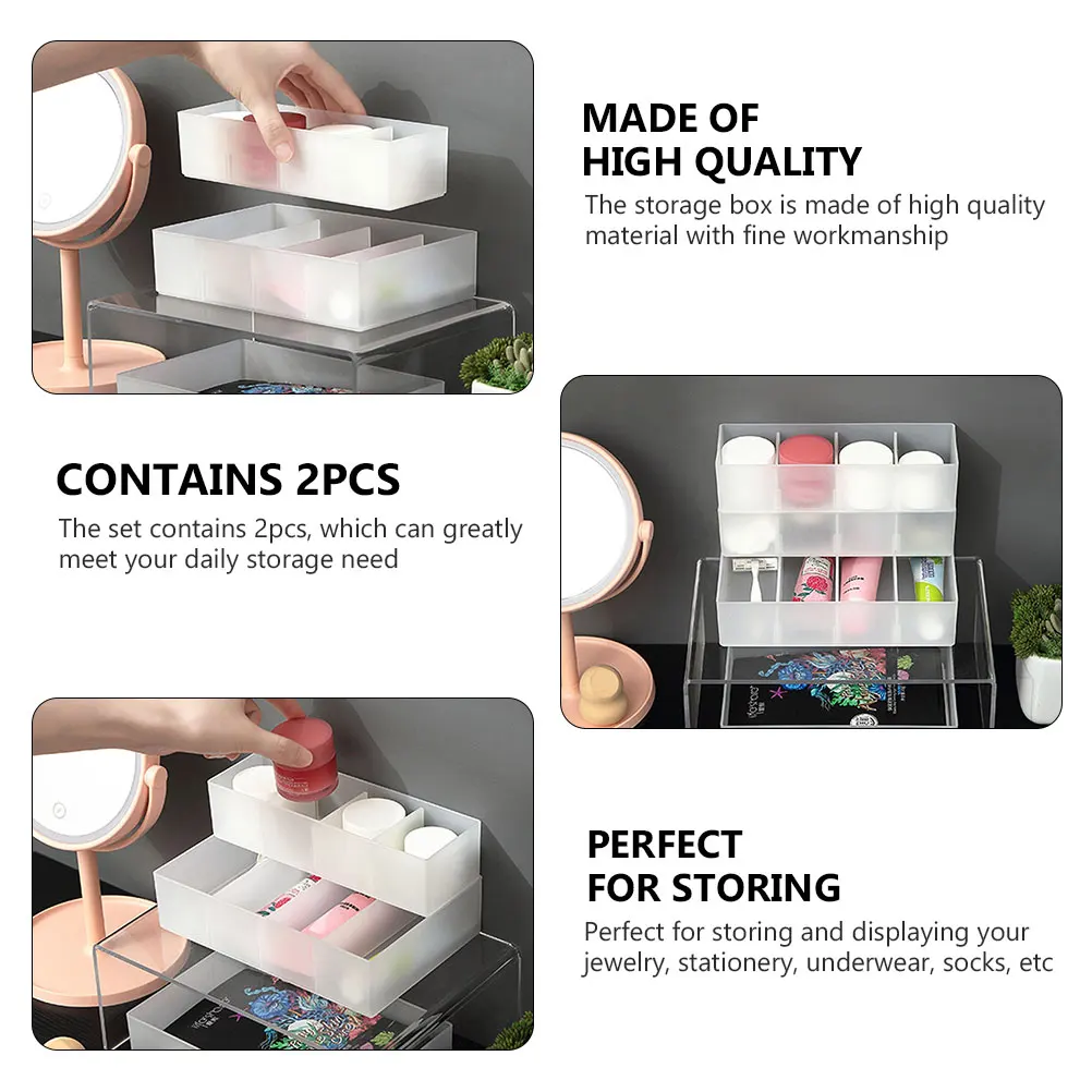 

2Pcs Tpu Boxes Multi Socks Storage Box grid Case Detachable Plate Home Office Cosmetics Socks Underwear ganizer
