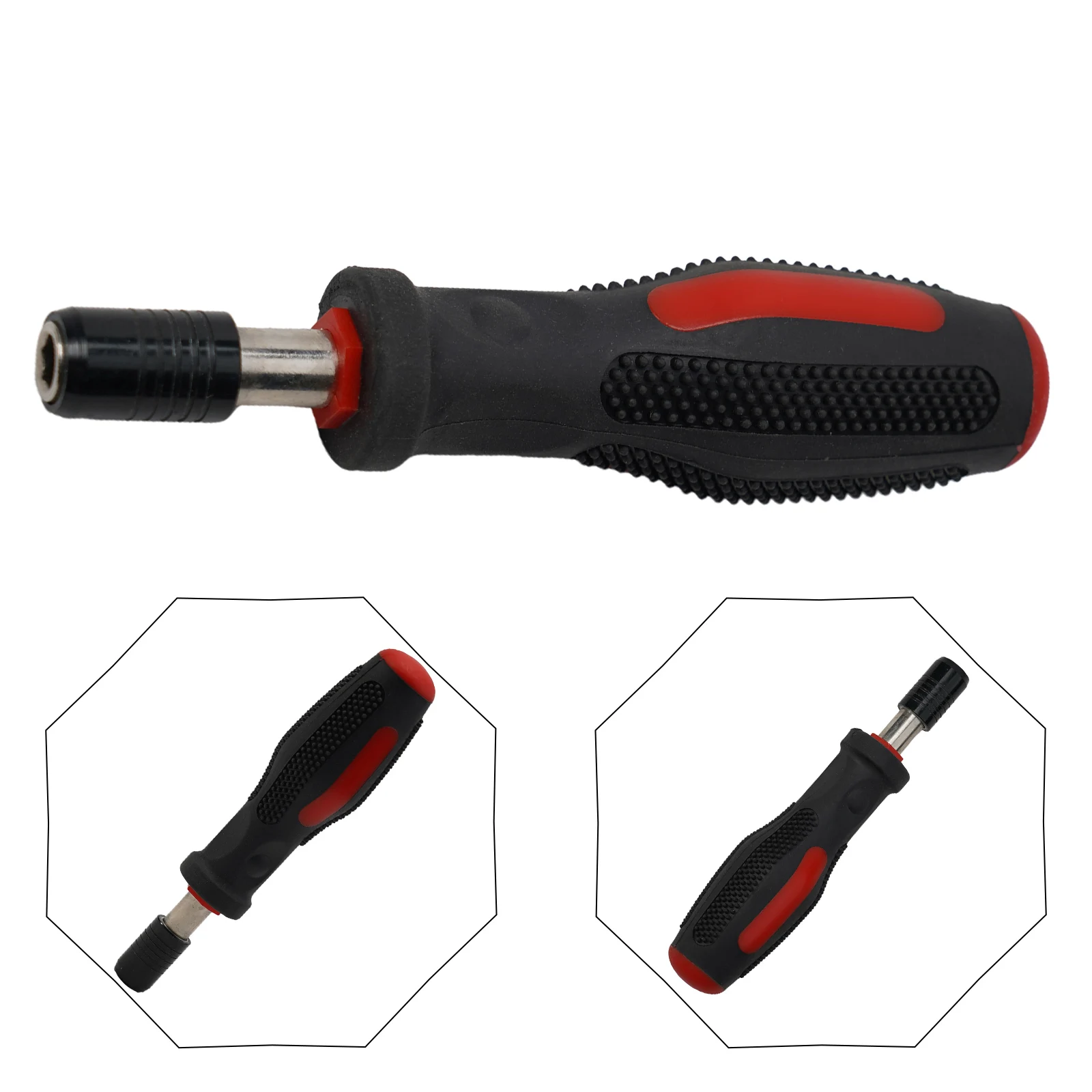 6.35mm Hex Self-Locking Adapter Screwdriver Handle Screwdriver Bit Holder 5.7 Inch Rubber Non-slip Handle 1/4'' Adapter Header