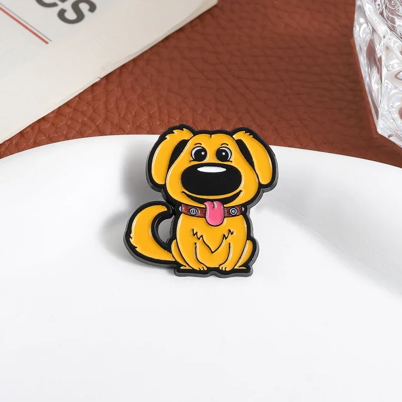 Cute Cartoon Dog Lapel Pins, Zinc Alloy Painted Material, Large Eyes Nose Tongue Collar Decoration, Happy Puppy Theme Badges