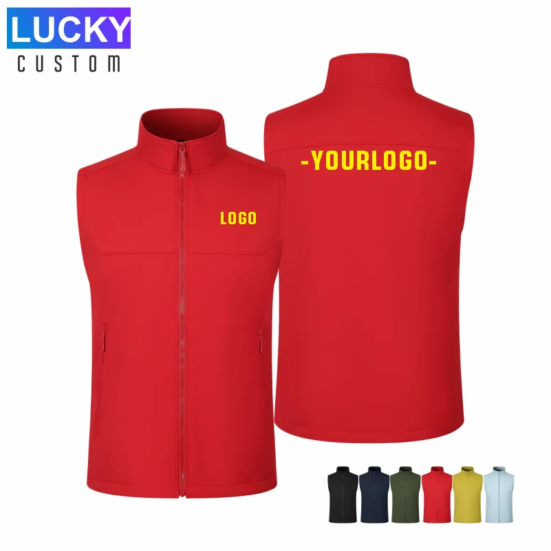 Customized Printing Of LOGO Mens Female Waistcoat  Warm Sleeveless Vestolunteer Vest Zipper Stand-up Collar Casual Solid Color