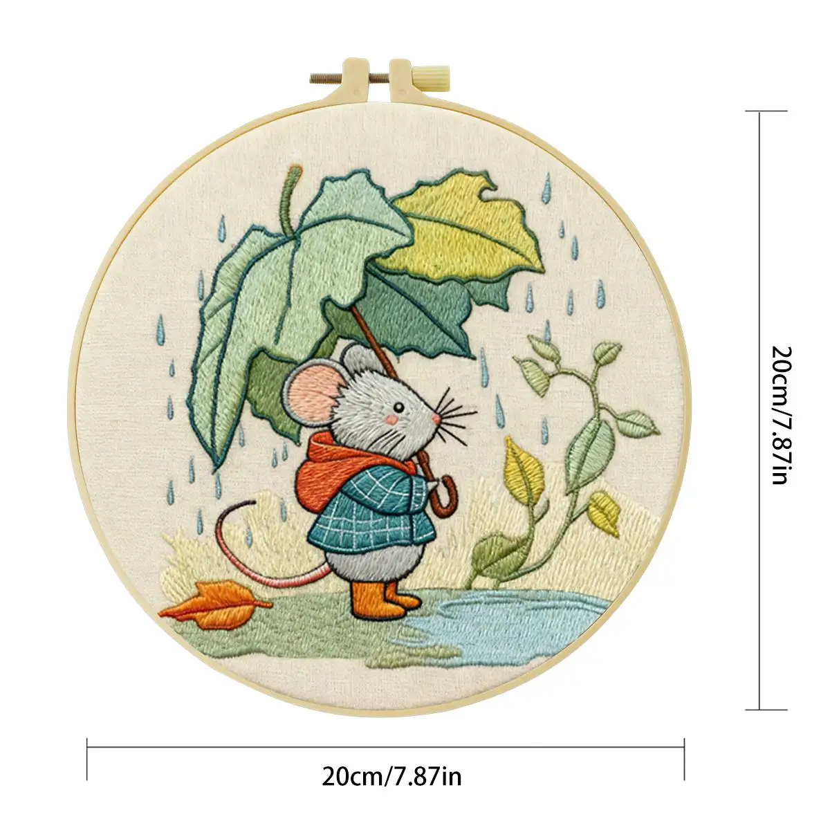 1 Stück 20X20CM/15X15CM 7,87/6,3 Zoll Ratten-Stickerei-Starter-Kit DIY-Kit DIY-Stickerei-Set Handarbeiten Malerei Nähen Kunst – Detail 4
