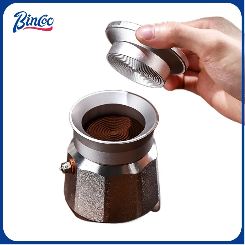 

Кофейный дозатор Bincoo Moka Pot, кольцо для дозирования из алюминиевого сплава, трамбовка, воронка для кофе с защитой от проливания, кофейный пресс с резьбовым дном