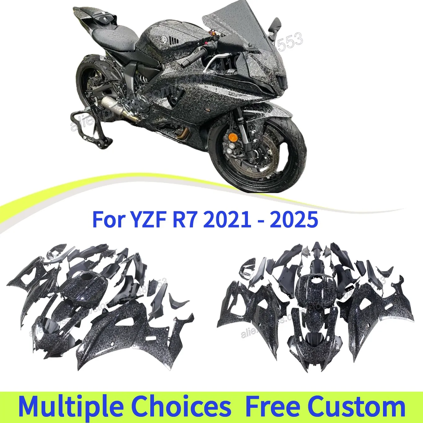 

Black Forged Carbon Fiber Fairings Fit for Yamaha YZF-R7 2021 2022 2023 YZFR7 2024 R7 2025 Racing cowling