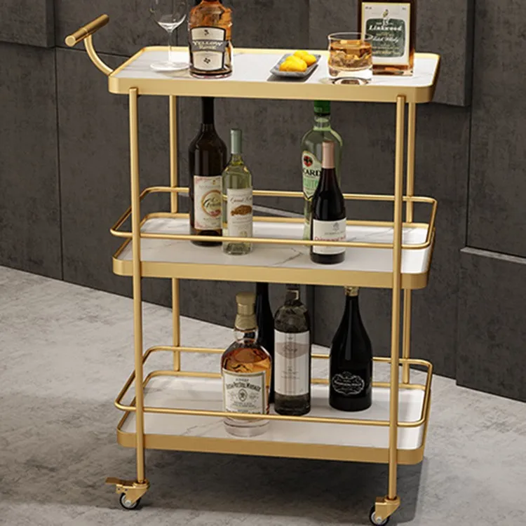Hotel Trolley Hotel Mobile Dining Cart Trolley Restaurant Cake Wine Cart Rack Three-layer Wrought Iron Trolley Dining Car