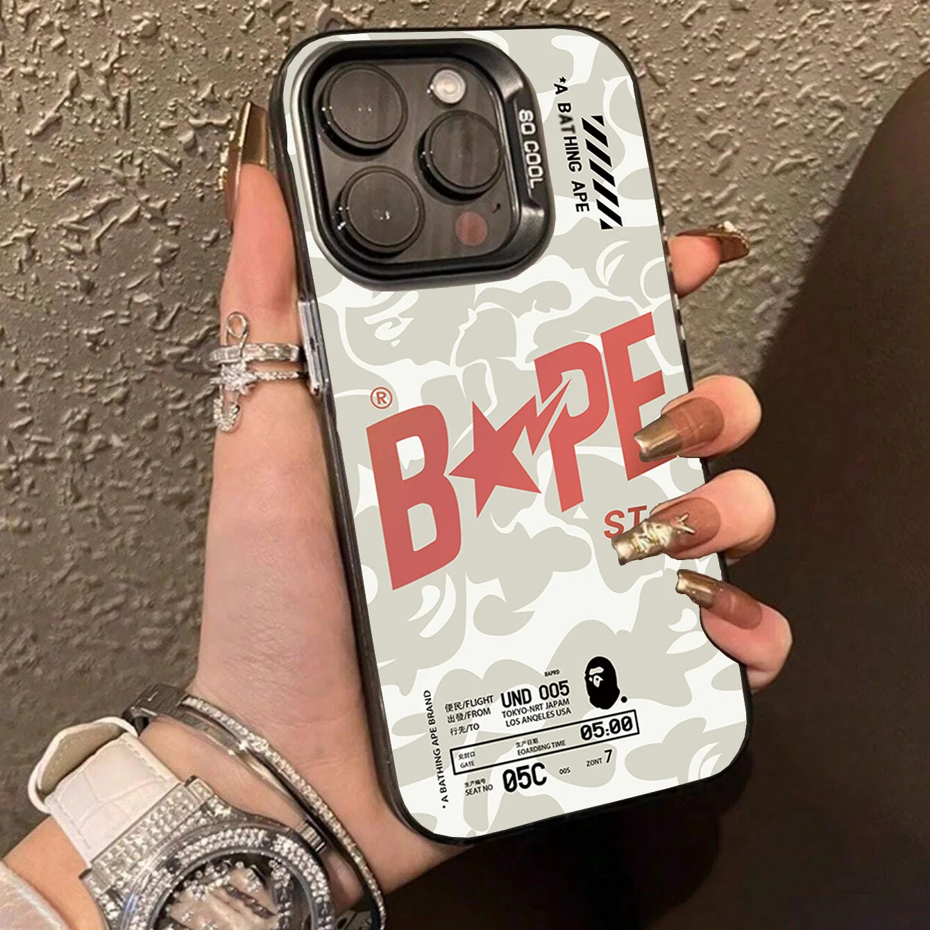 B-Bape Cartoon Phone Case for iPhone 12 11 13 14 15 16 Max Pro Plus So Cool Cover