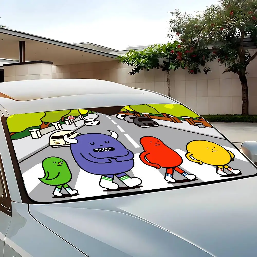 كوريا S-ستيكي الوحش مختبر سيارة ظلة الزجاج الأمامي نافذة أمامية قناع 70x130 سنتيمتر الشمس قناع الشمسية حماية منقوشة هدية الجدة سيارة