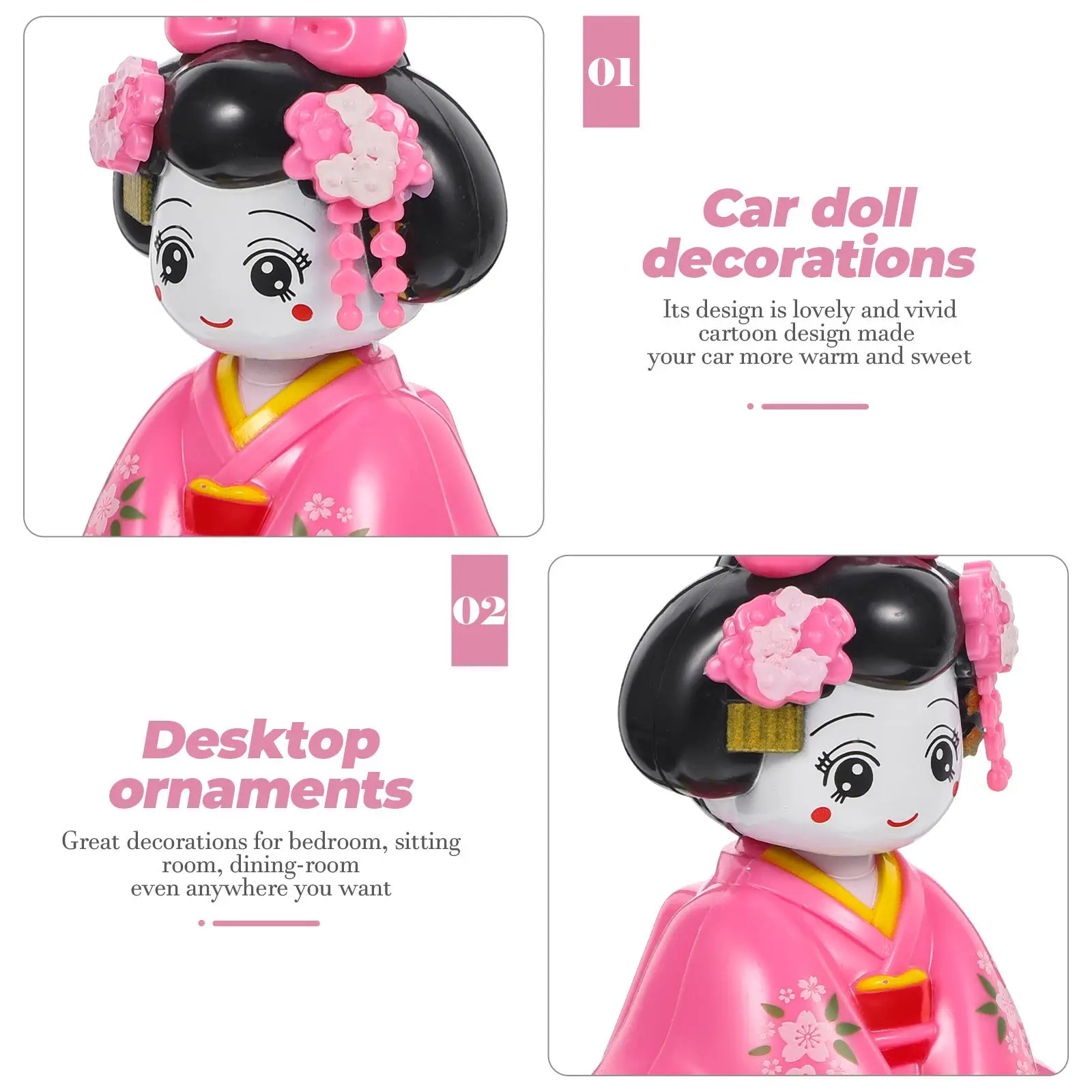 Bobble Heads op zonne-energie Zittend speelgoed Kokeshi-beeldjes Autodashboard Dansfiguren Aziatische geisha Schudden