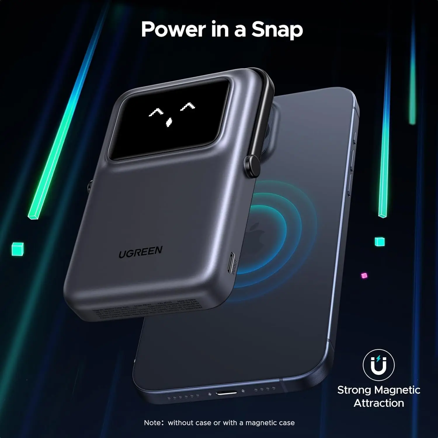 UGREEN  Power Bank, 10000mAh Magnetic Portable Charger, PD 20W Wireless Battery Pack with  TFT Display