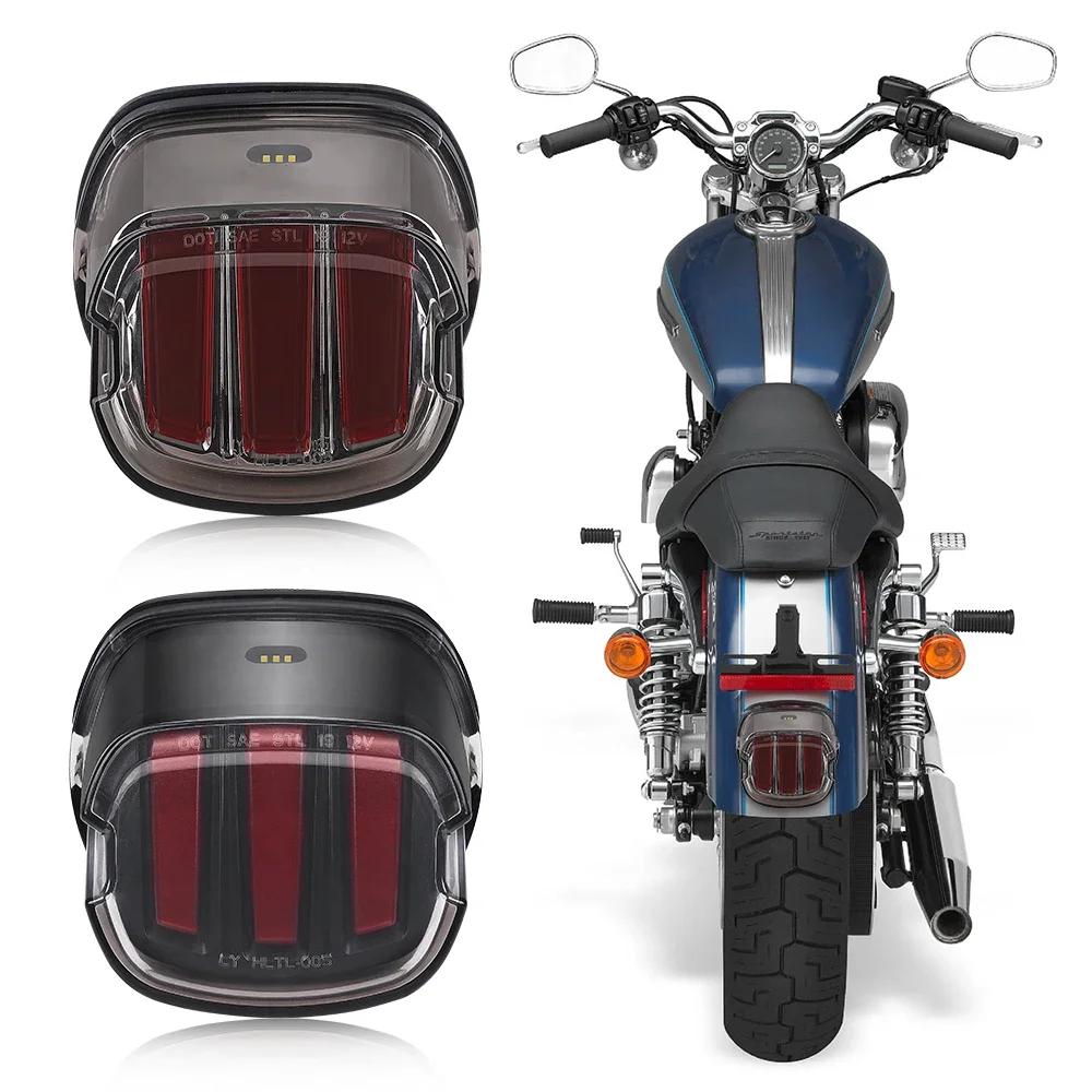 

Black/Clear Backing Plate Motorcycle Flashing Lights Brake Tail Light for harley Davidson Flashing Turn Left/right Rear tails