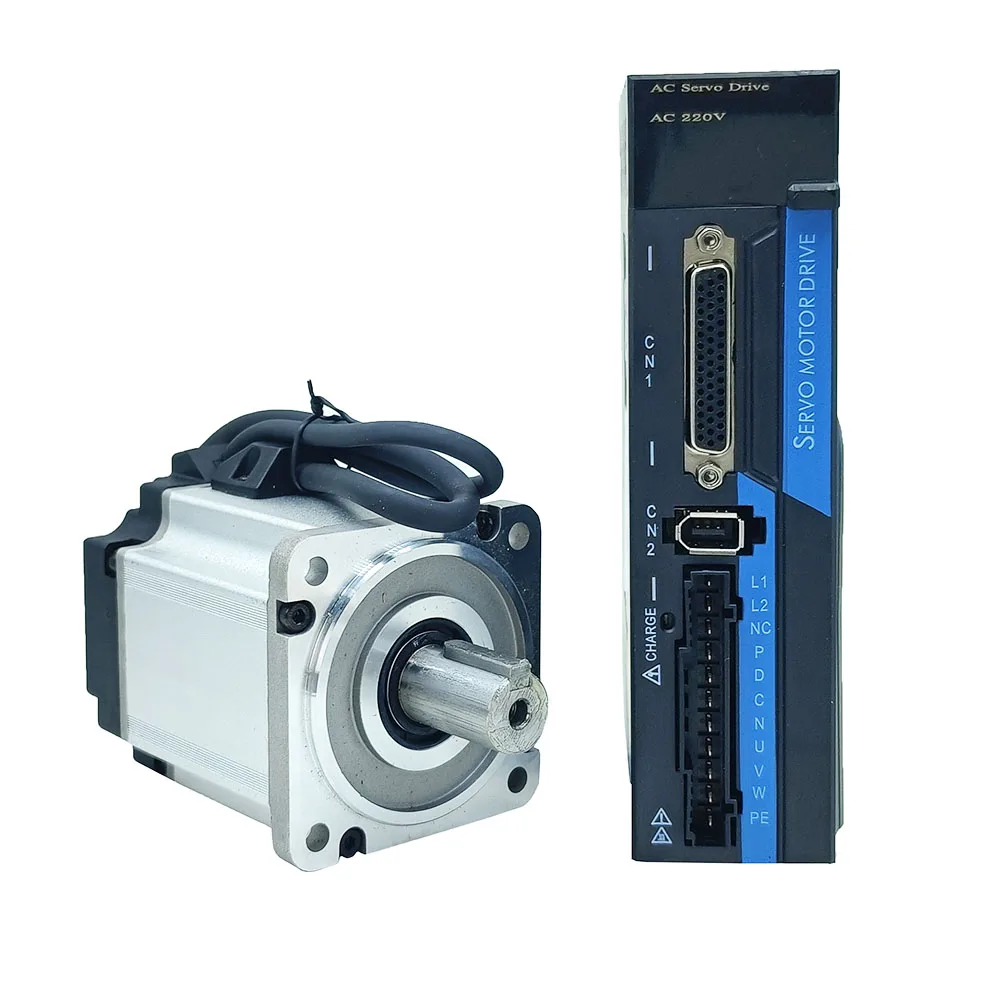 

220V 60/80/small AC Servo motor 2.39N.M. 3000RPM 400W/750W servomotor Single-Phase ac drive permanent magnet Matched Driver