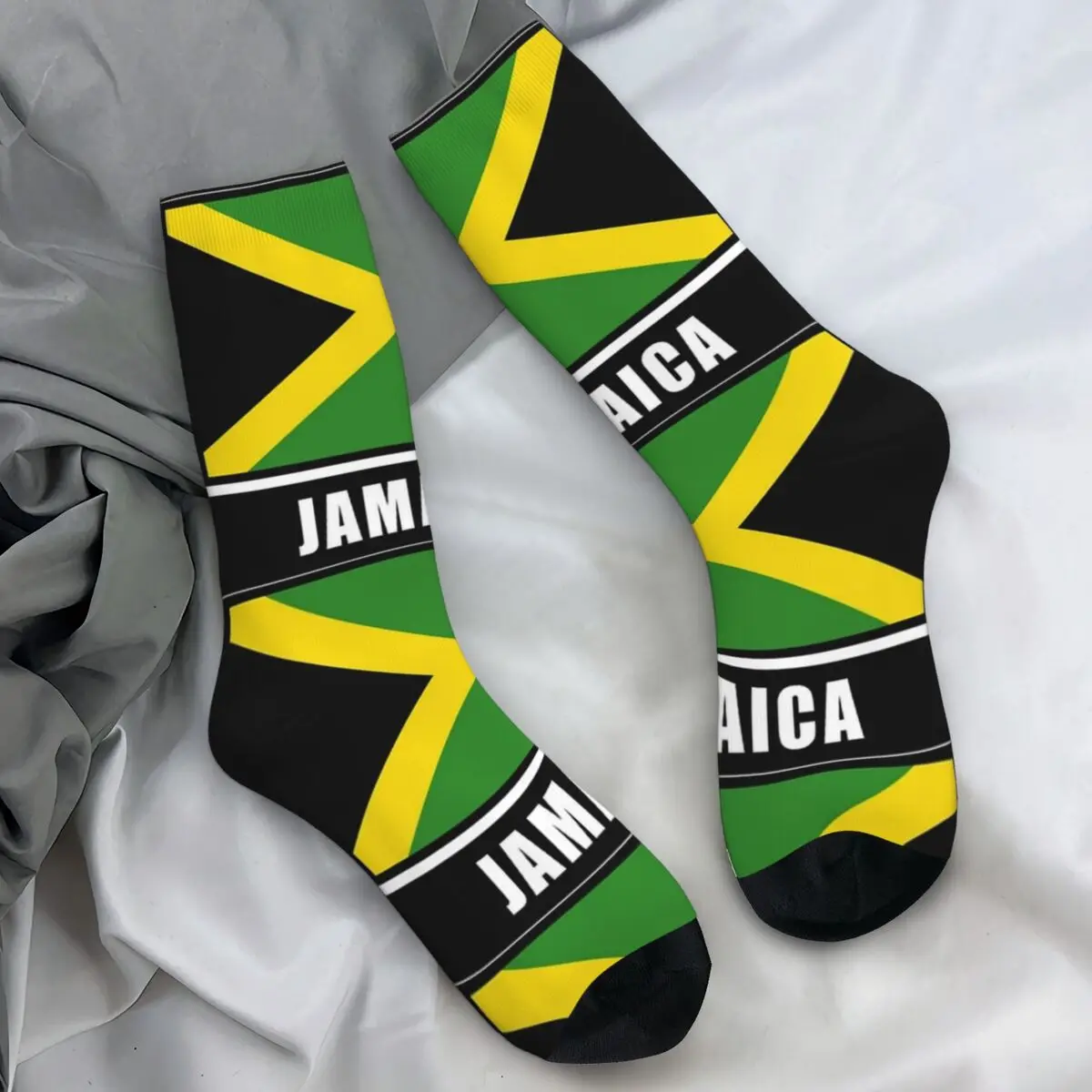 

Jamaica Jamaican Flag Socks Green Casual Stockings Spring Anti Skid Women Men Socks Comfortable Graphic Running Sports Socks
