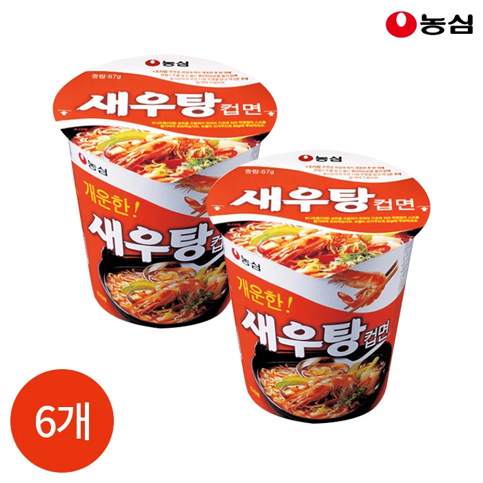 농심 새우탕면 컵라면 67g x 6개