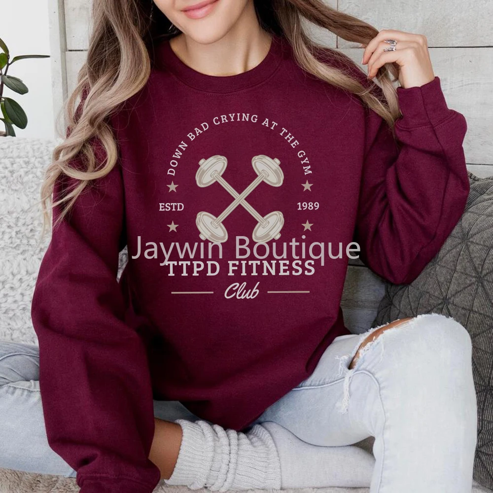 DOWN BAD Crying At The Gym Sweatshirt TS Music Inspired Hoodie The Tortured Poets Department Apparel TTPD Crewneck Sweatshirts