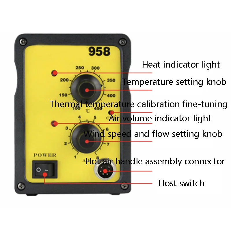 Anti-estática 958 Hot Air Gun com Inúmeros Vento Suave, Desoldering e Dtation, Reparo do Telefone Móvel e Notebook, Estação de Solda de Ar Quente