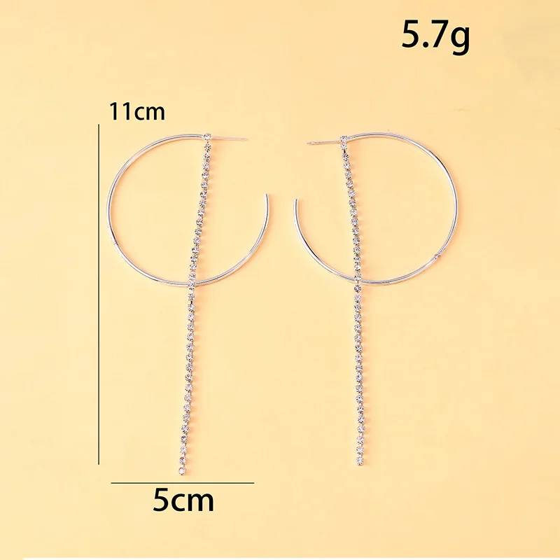 New circle fringed earrings simple rhinestone earrings fashion accessories women's earrrings