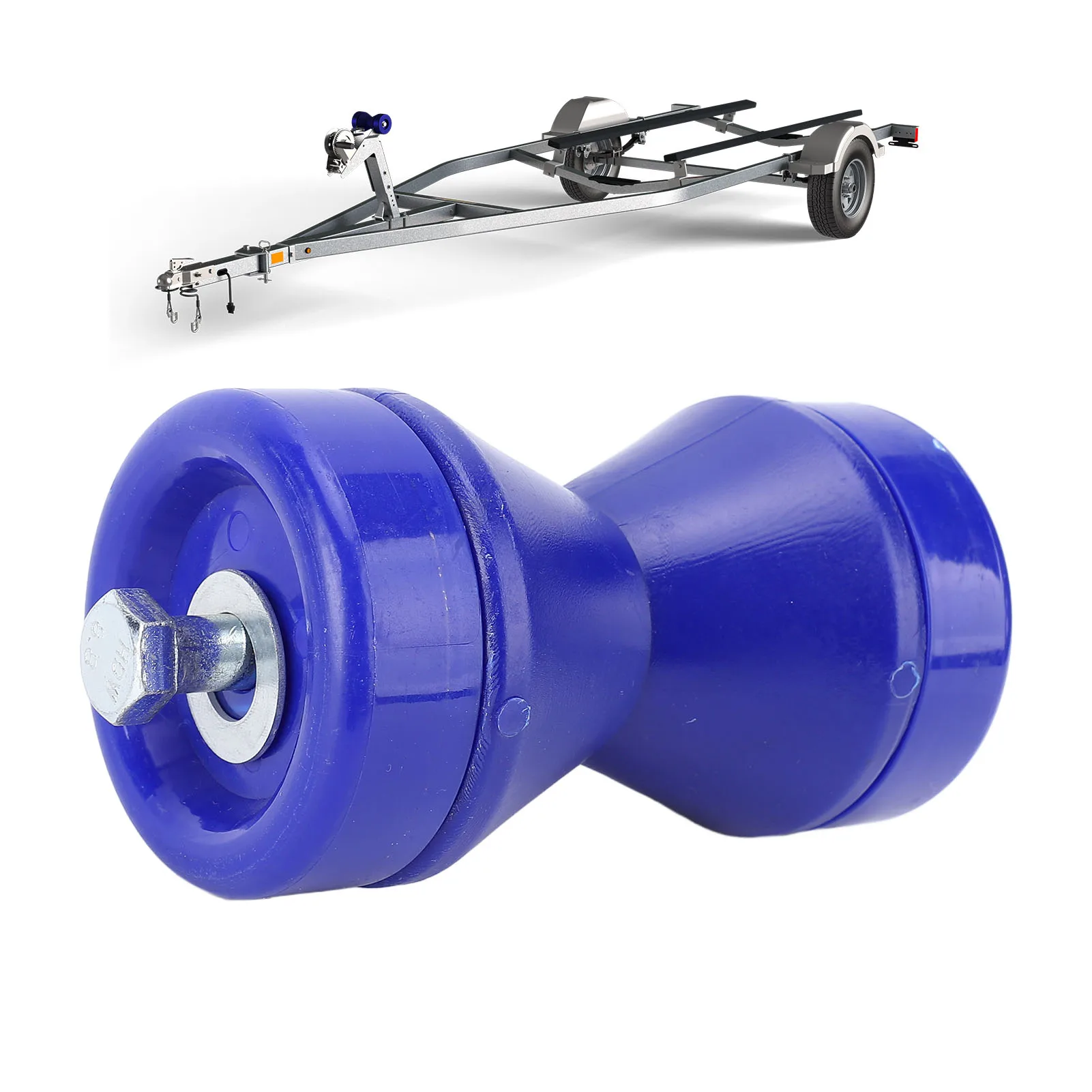 90mm Boat Trailer Bow Roller Bow Stop Shock Absorbing Wearproof Impact Protection PVC Bow Stop Bell Roller Blue