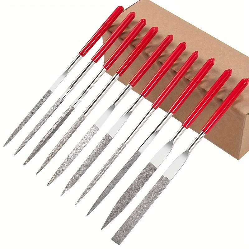 10Pcs Diamond Needle File Set 3x140mm Mini Needle File Kit For Stone Glass Metal Carving Craft Hand Tools Needle File Set